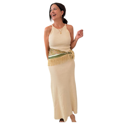 Vestido canalé beige