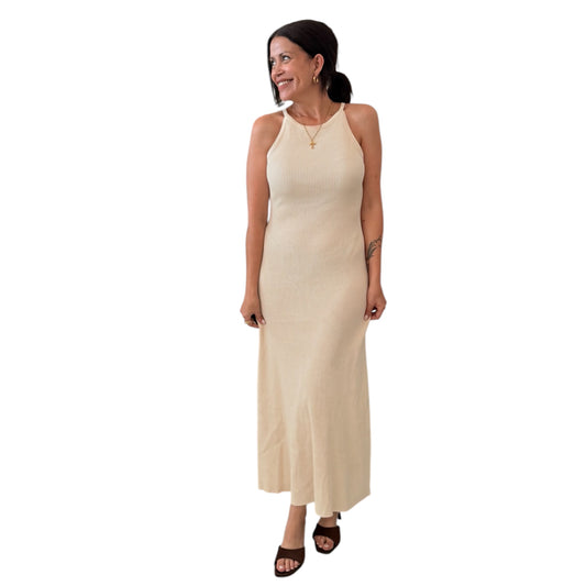 Vestido canalé beige