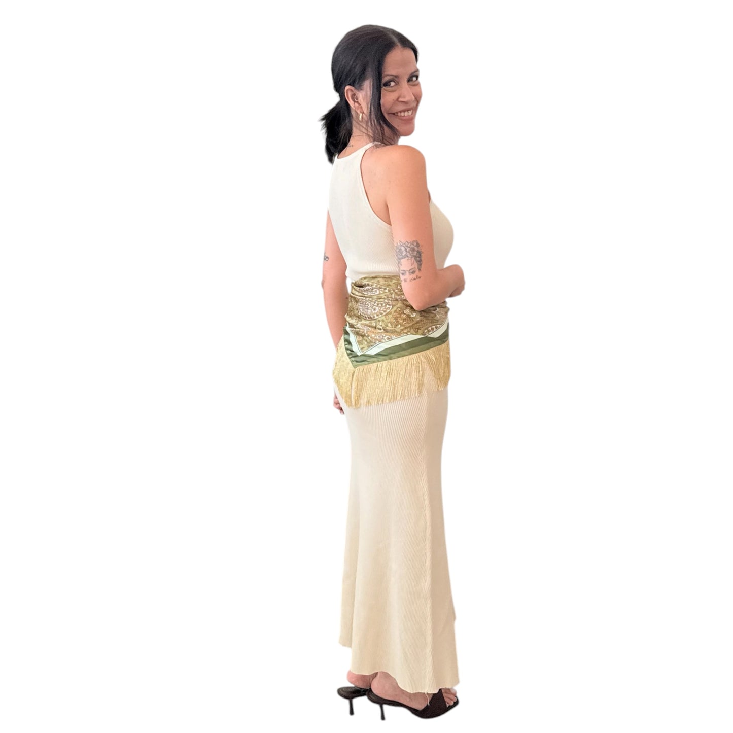 Vestido canalé beige