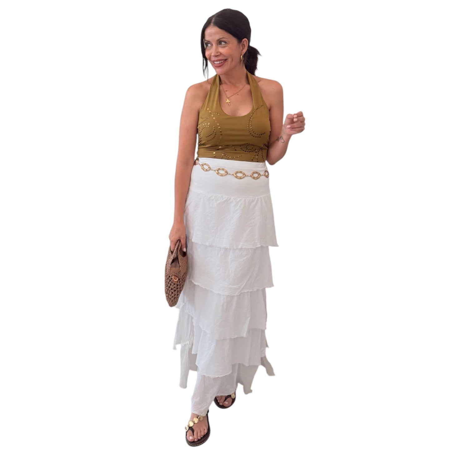 Top halter verde tachas