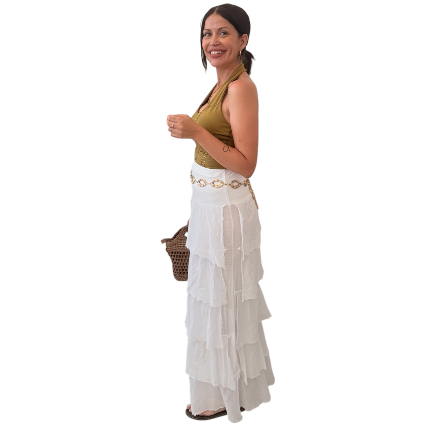 Top halter verde tachas