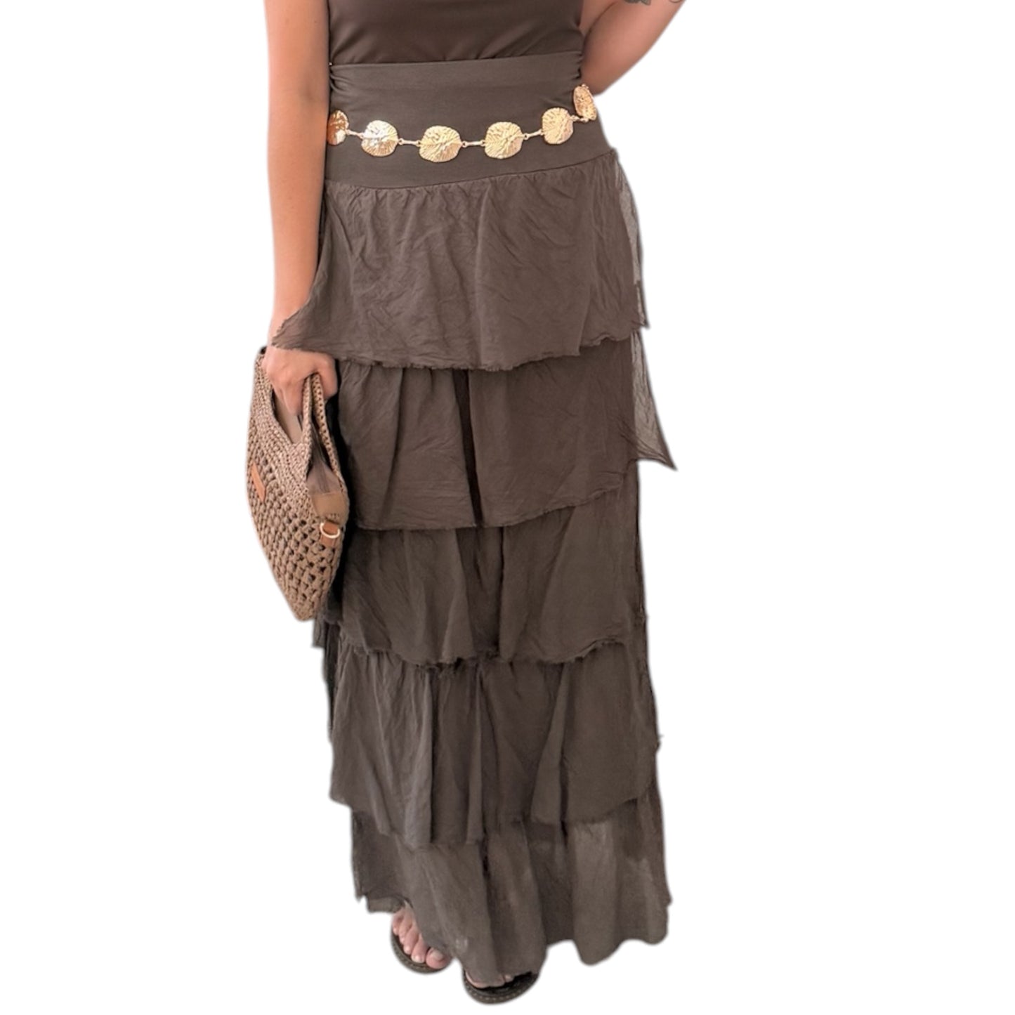 Falda volantes chocolate