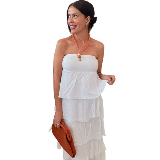 Falda/vestido volantes blanca