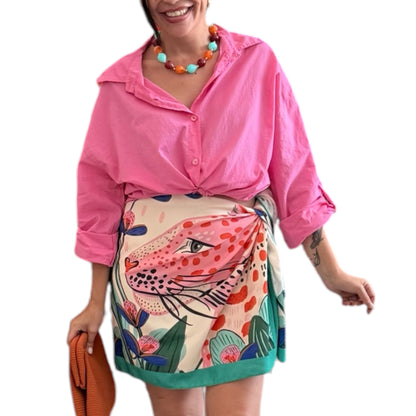 Camisa lisa nudo fucsia