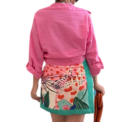 Camisa lisa nudo fucsia