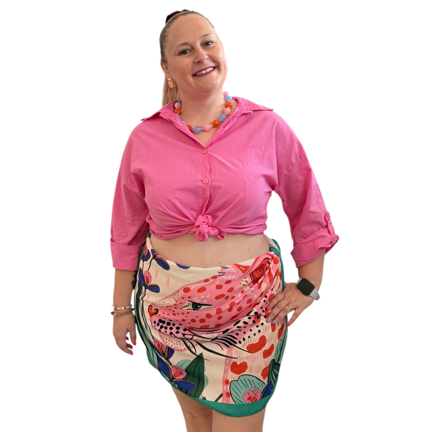 Camisa lisa nudo fucsia