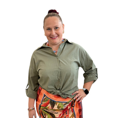 Camisa lisa nudo verde kaki