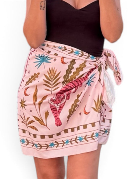 Falda pareo tigre rosa