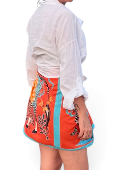 Falda pareo jirafa naranja