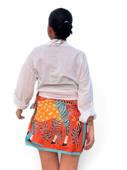Falda pareo jirafa naranja