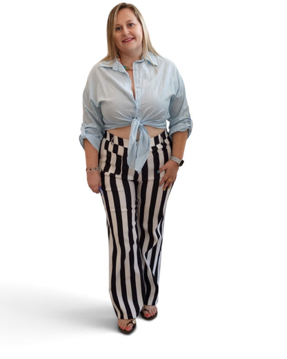 Pantalón rayas negro y blanco