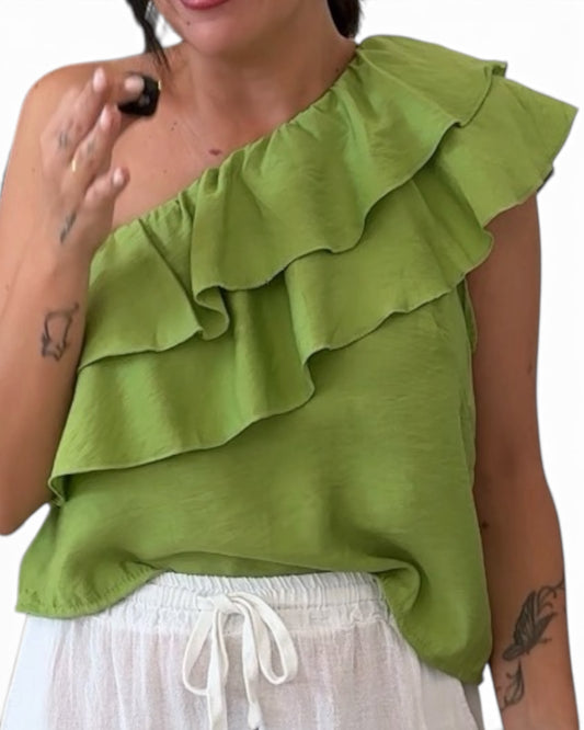 Top volante verde