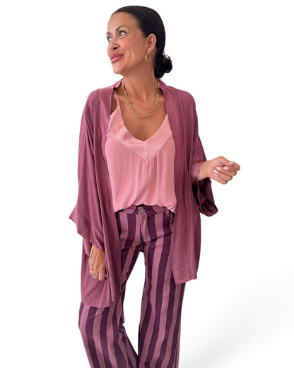Cardigan satinada rosa