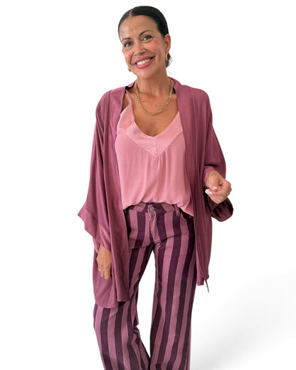Cardigan satinada rosa