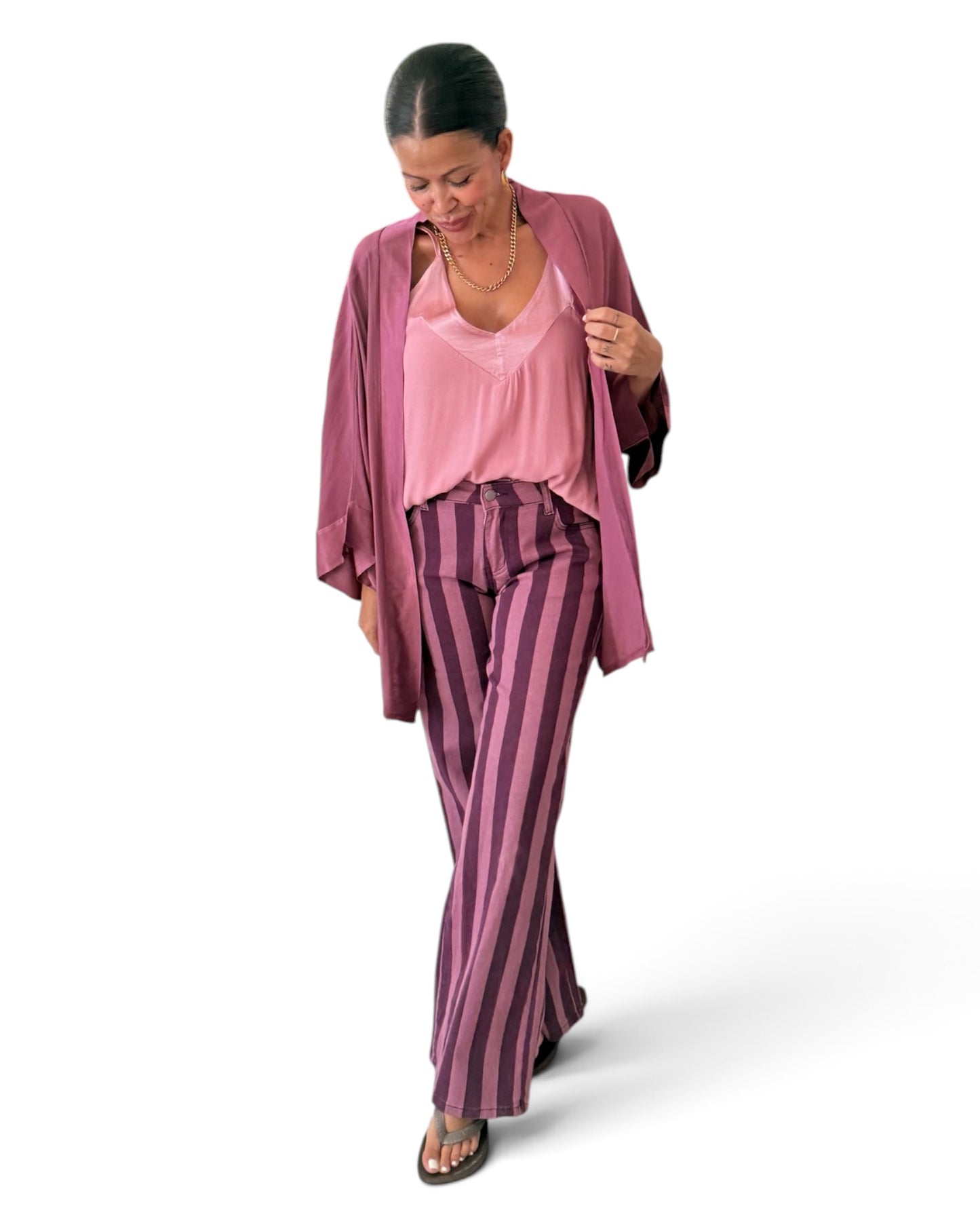 Cardigan satinada rosa