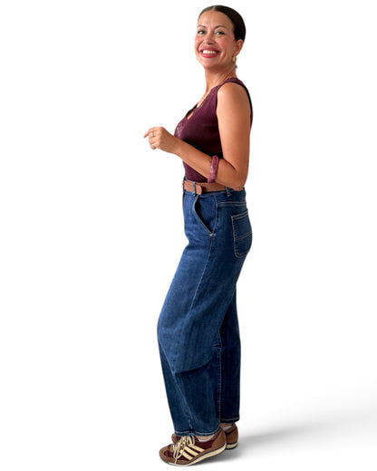 Jeans Barrel azul oscuro