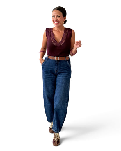 Jeans Barrel azul oscuro