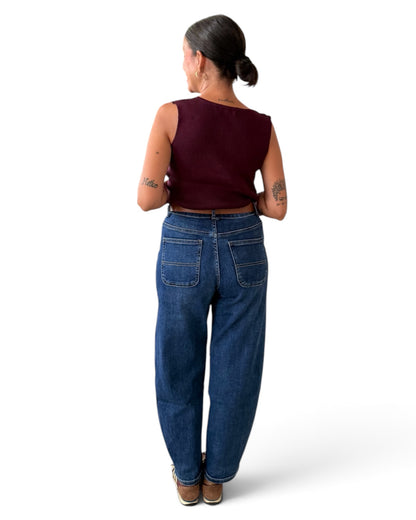 Jeans Barrel azul oscuro