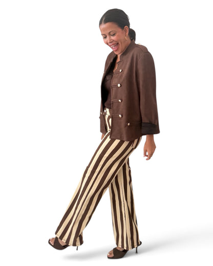 Pantalón rayas chocolate