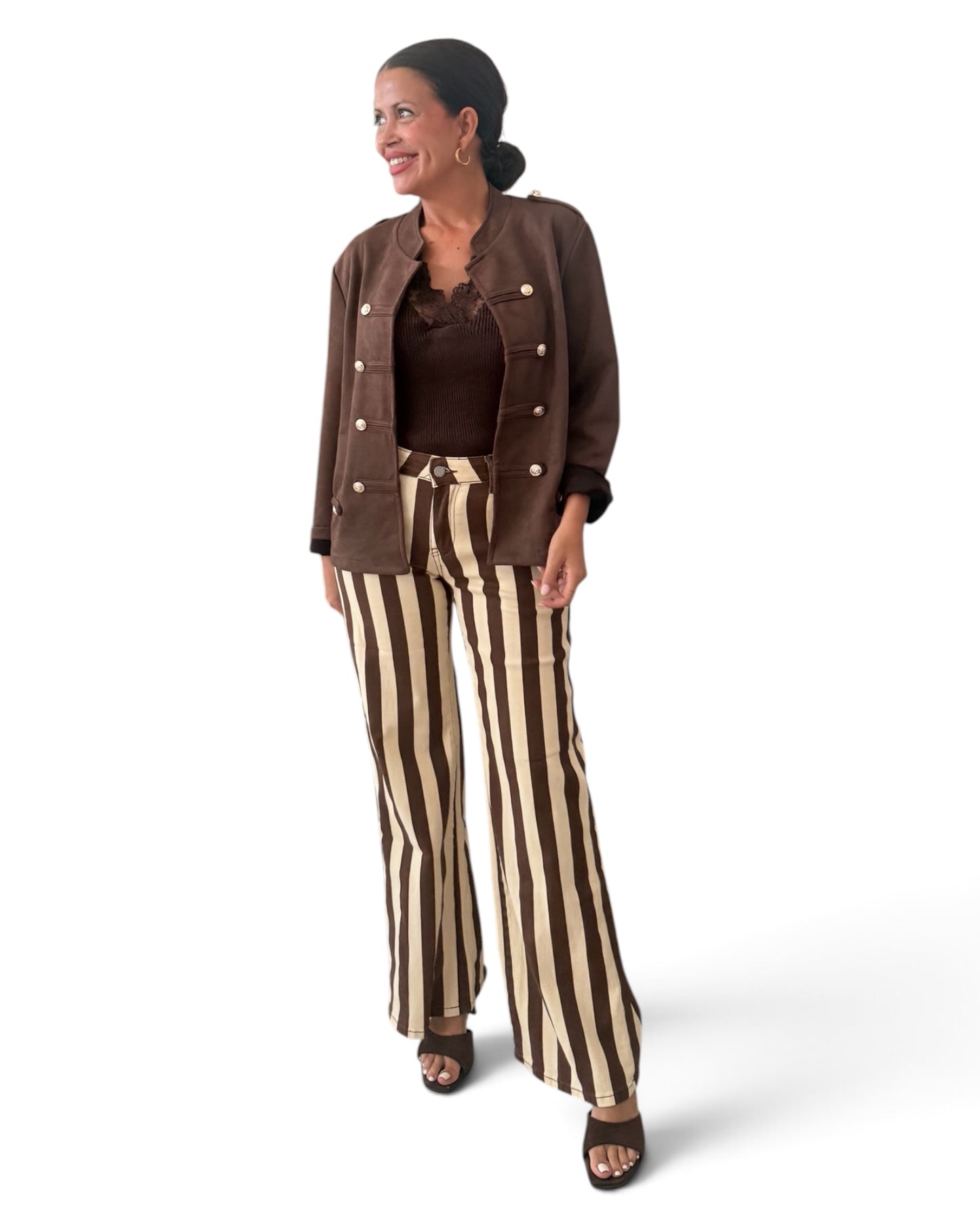 Pantalón rayas chocolate
