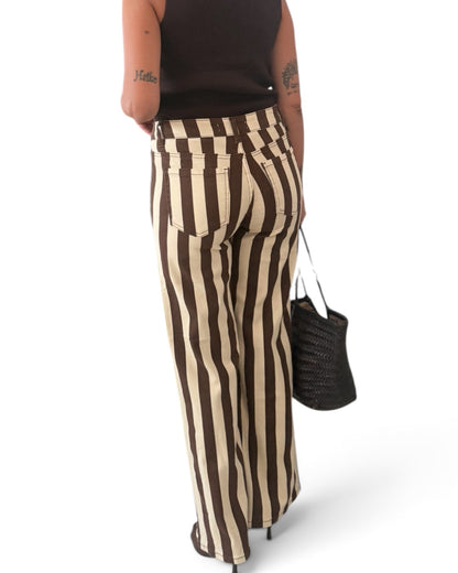 Pantalón rayas chocolate