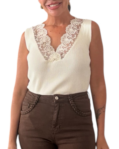 Top encaje blanco