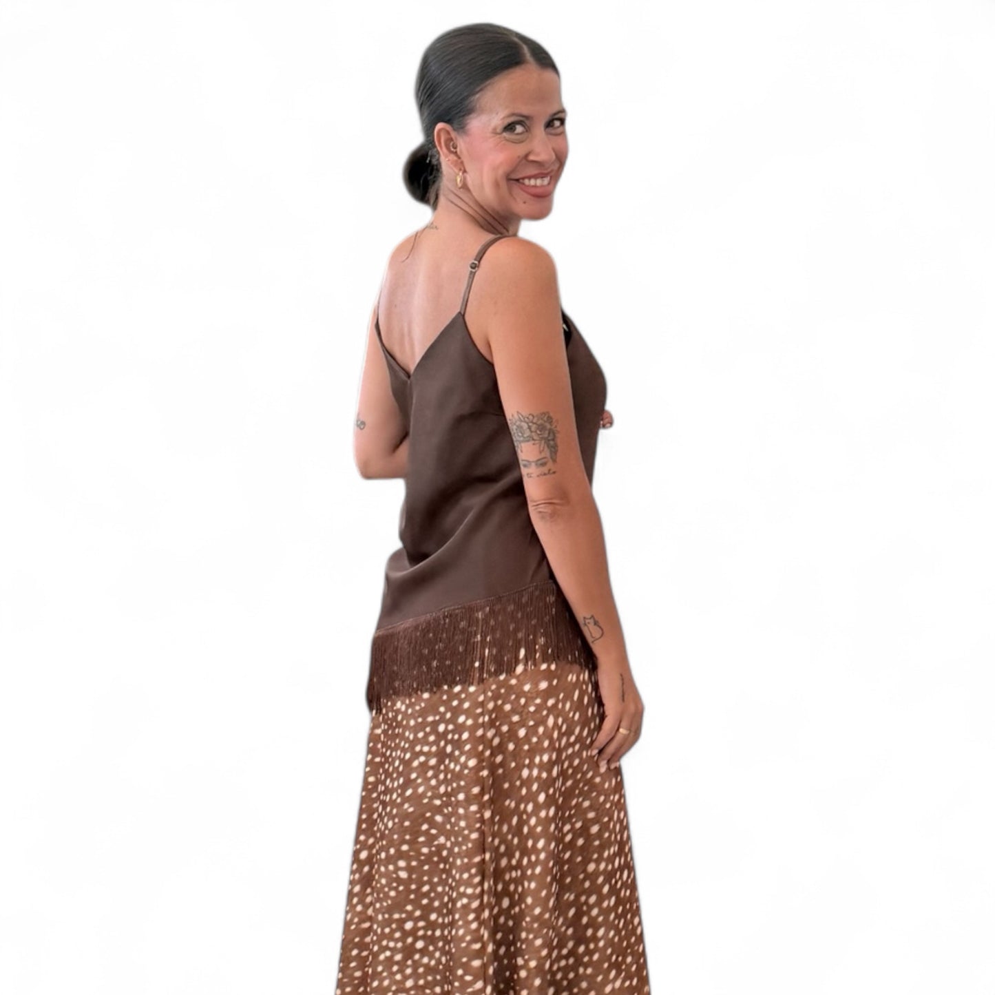 Falda midi satinada Bambi