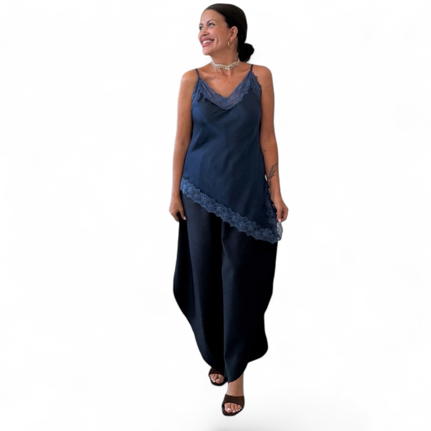 Lencera encaje desigual azul