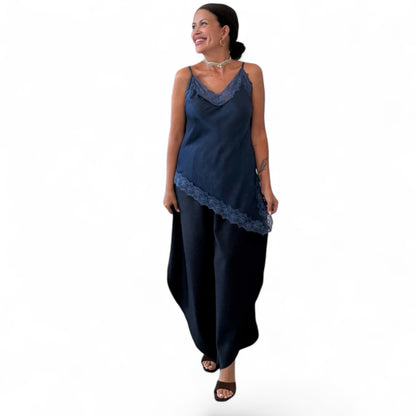 Lencera encaje desigual azul