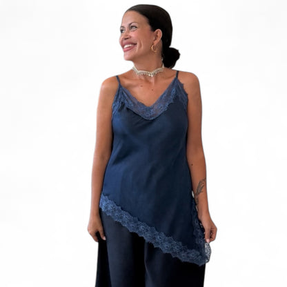 Lencera encaje desigual azul