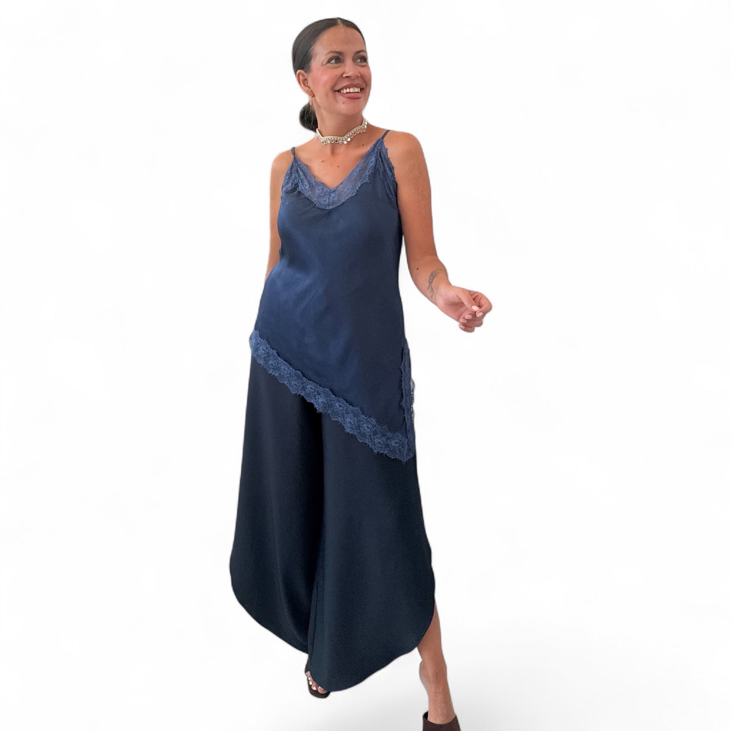 Lencera encaje desigual azul