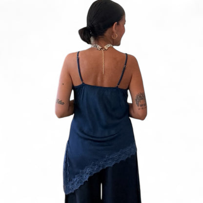 Lencera encaje desigual azul