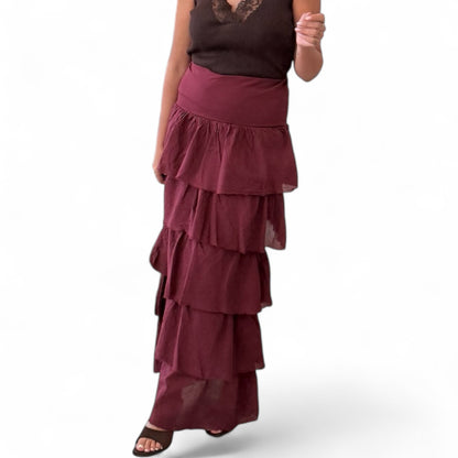 Falda/ vestido volantes Burdeos