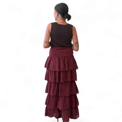 Falda/ vestido volantes Burdeos