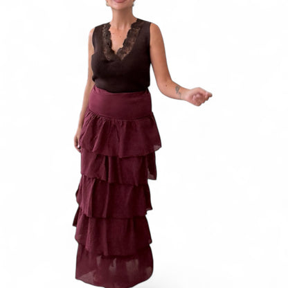 Falda/ vestido volantes Burdeos