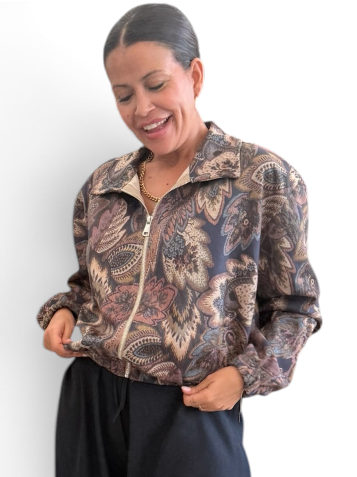 Bomber floral azul