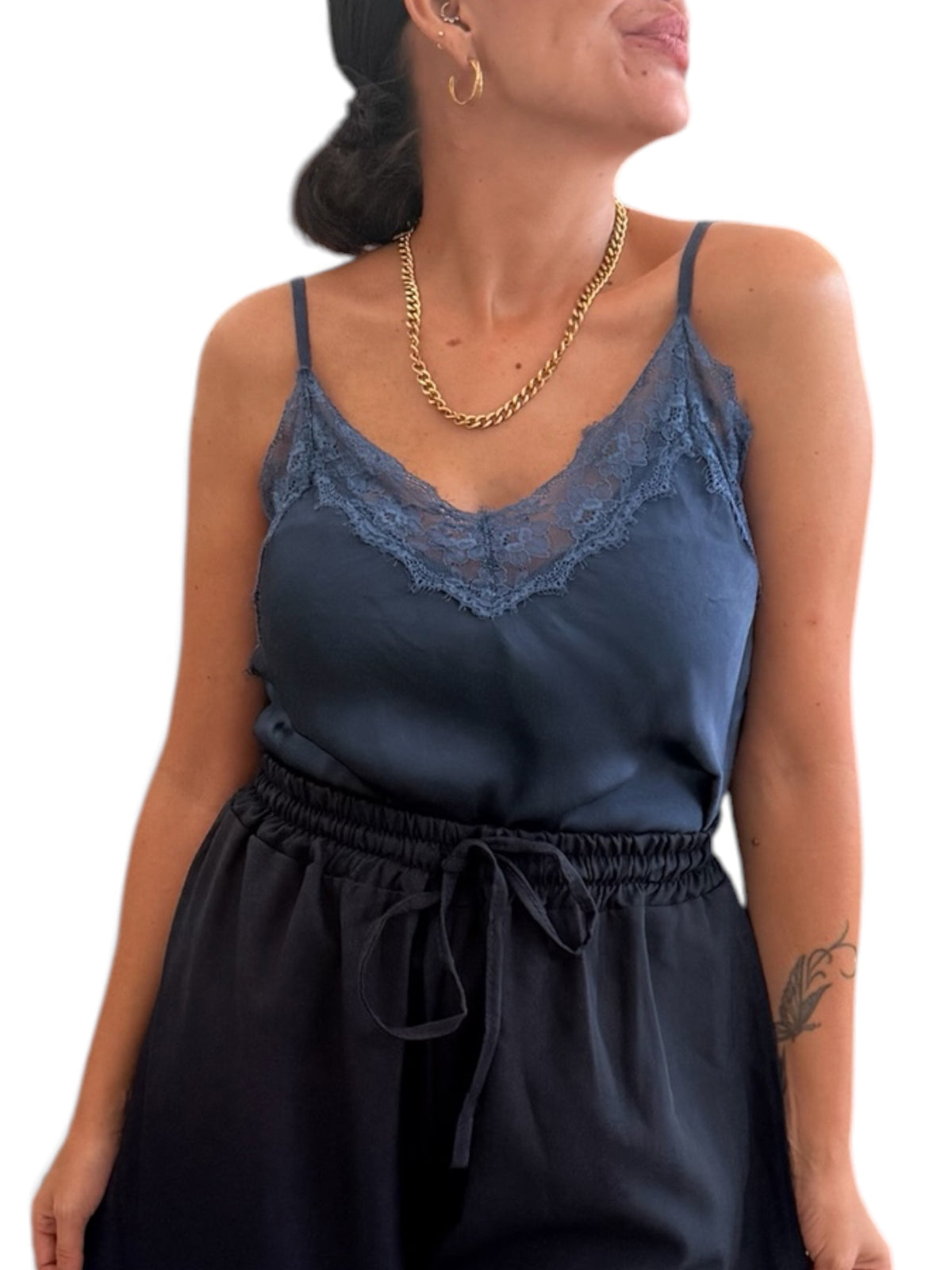 Lencera encaje desigual azul