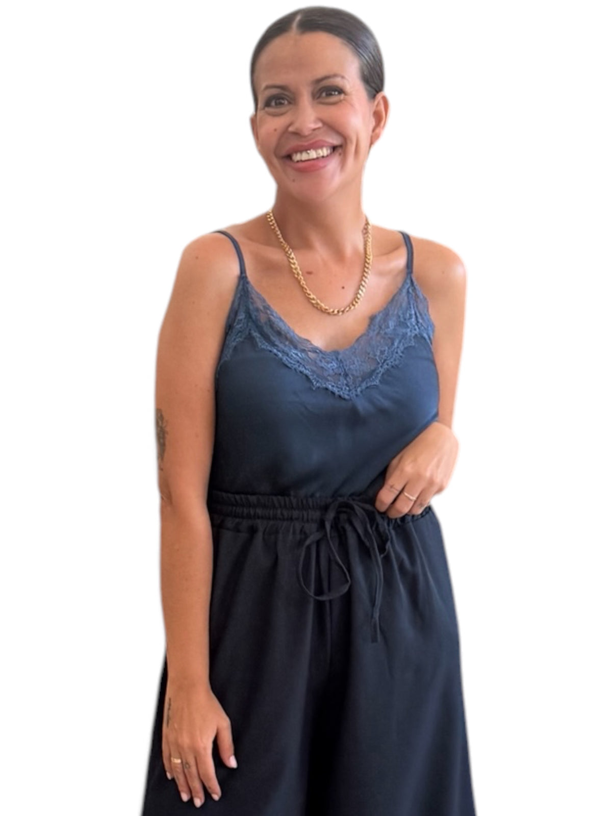 Lencera encaje desigual azul