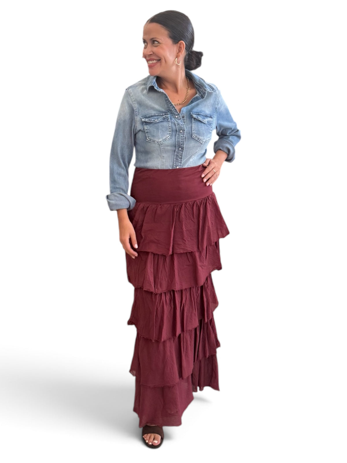 Falda/ vestido volantes Burdeos