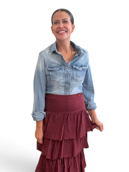 Falda/ vestido volantes Burdeos