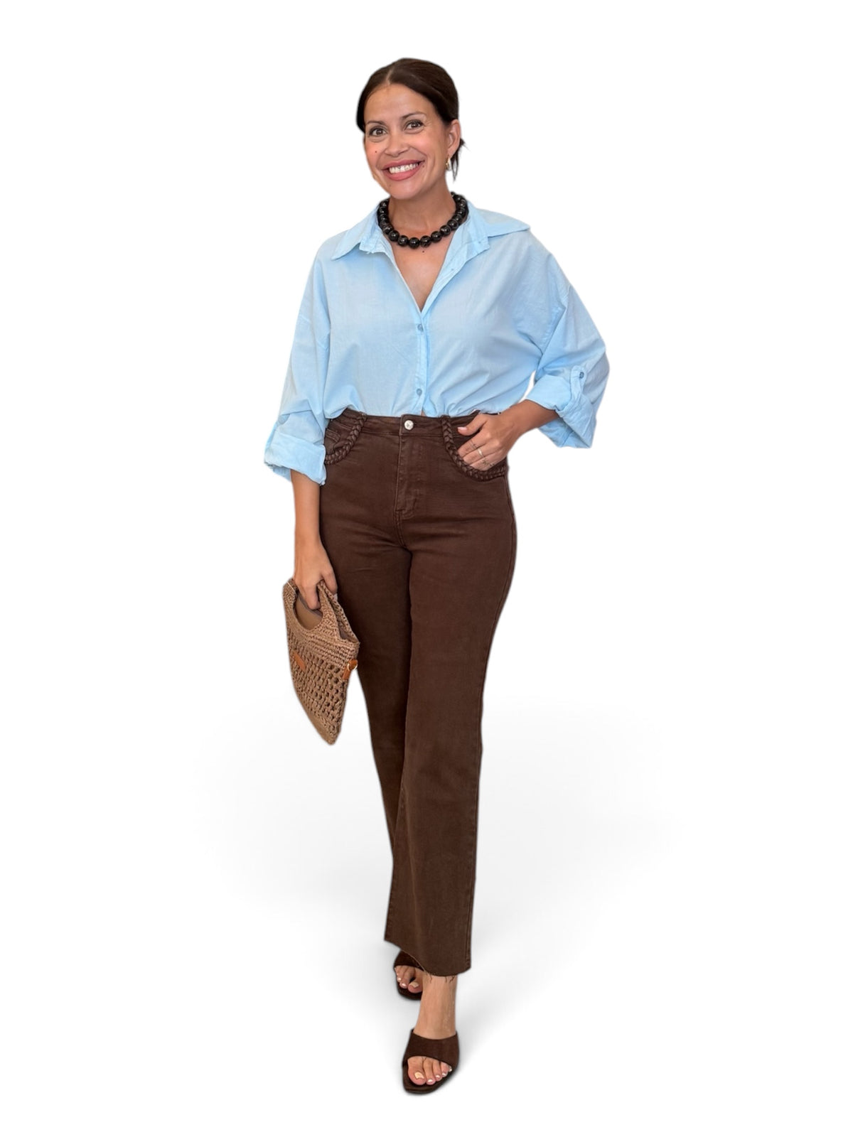 Camisa lisa nudo celeste