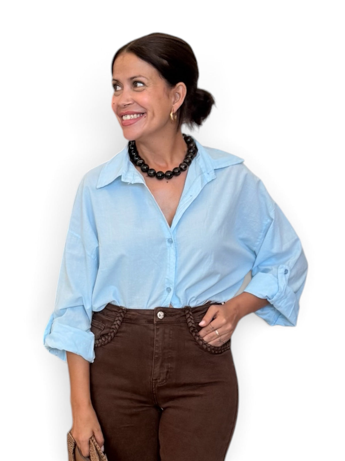 Camisa lisa nudo celeste