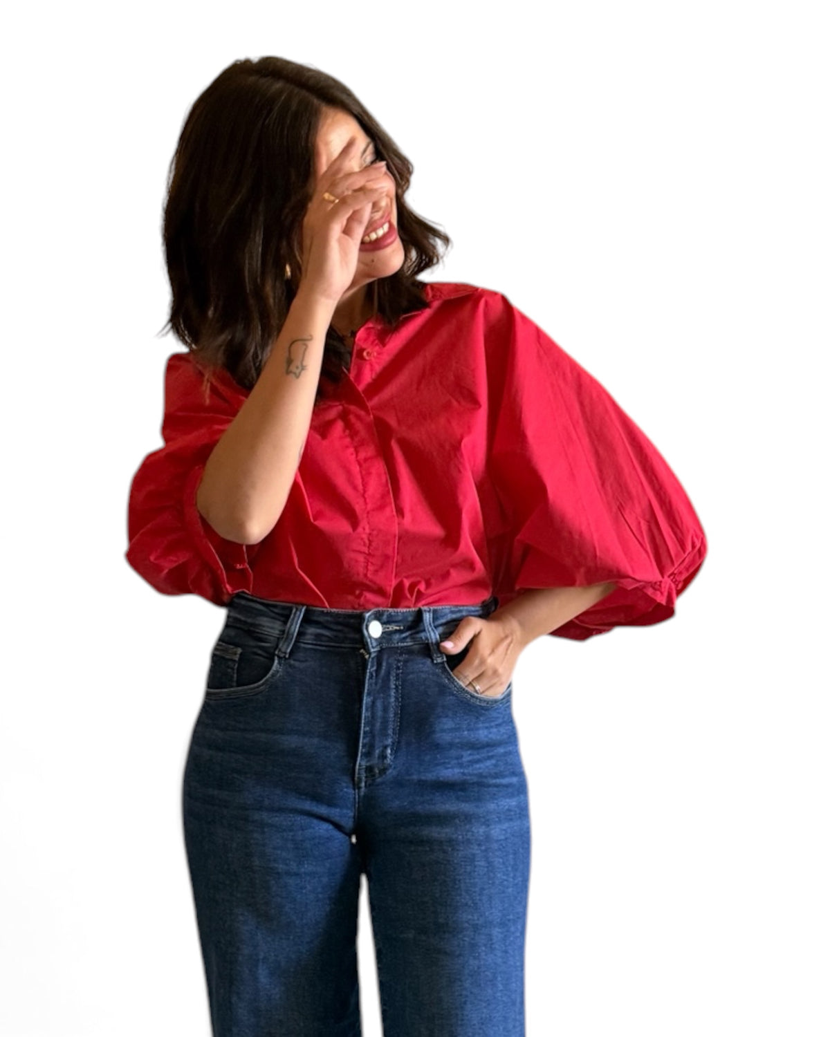Camisa mangas roja