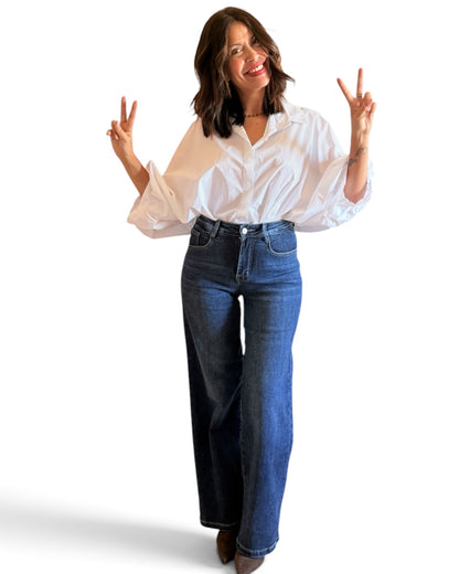 Jeans wide leg faja