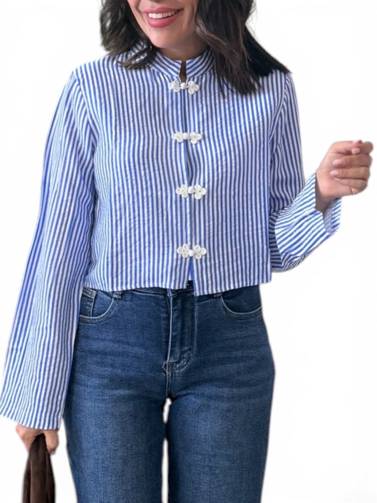 Camisa cropped rayas diplomáticas azul