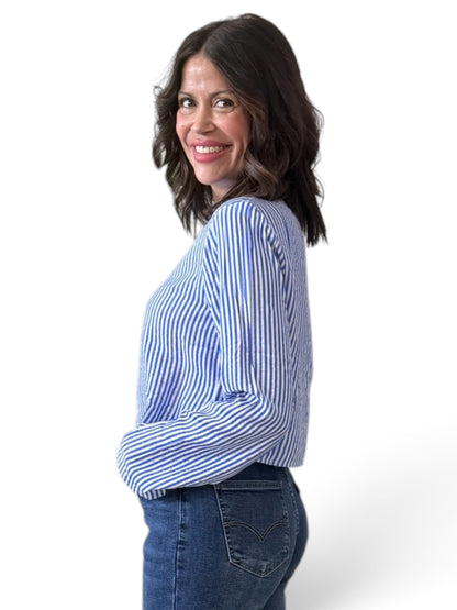Camisa cropped rayas diplomáticas azul