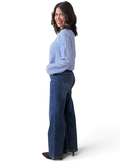 Camisa cropped rayas diplomáticas azul