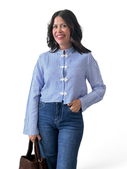 Camisa cropped rayas diplomáticas azul