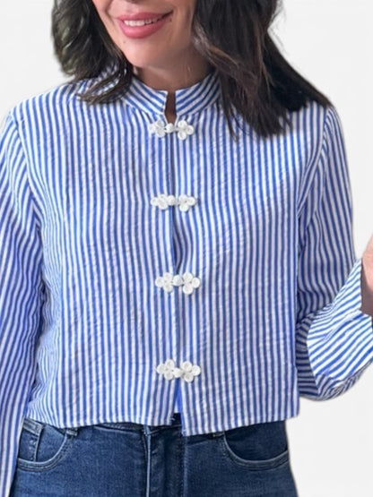 Camisa cropped rayas diplomáticas azul