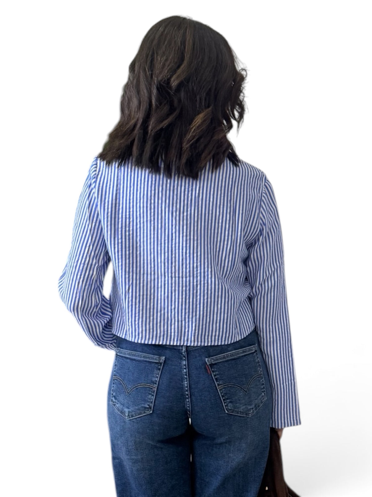Camisa cropped rayas diplomáticas azul